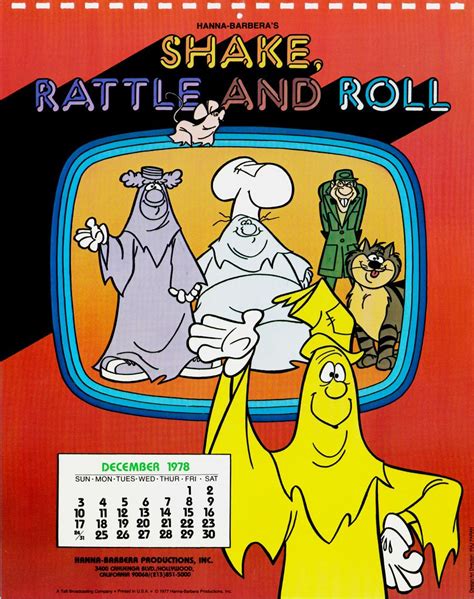 Hanna Barbera Calendar Page Shake Rattle And Roll December 1978