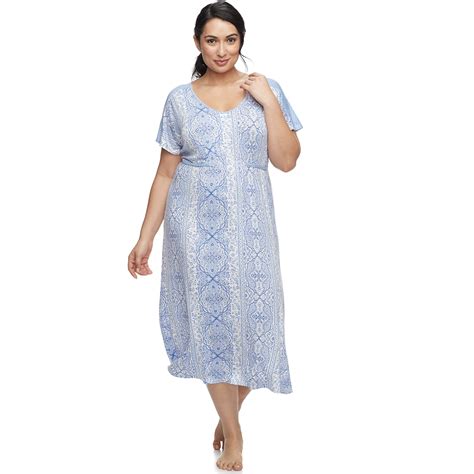 Plus Size Croft And Barrow® Dolman Midi Nightgown Embroidered Midi Dress Nightgowns For Women