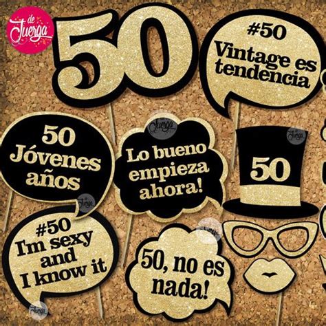 Photo Booth 50 Años Imprimible Cumple Props Glitter Fiesta De