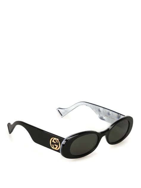 Old Gucci Oval Sunglasses Gg Logo White 小物 サングラスメガネ