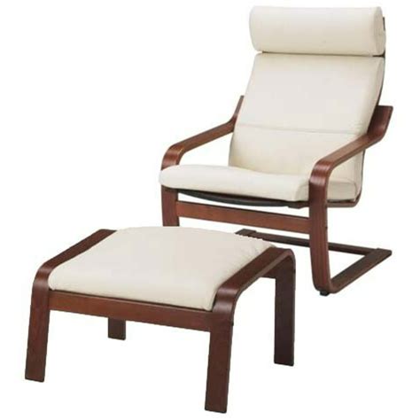 Ikea Poang Chair Armchair And Footstool Set With Off White Leather