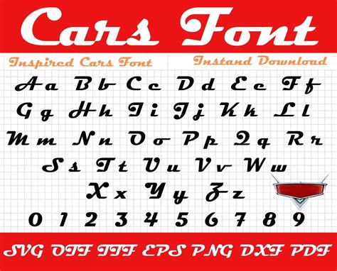 Cars Inspired Font Svg Disney Cars Inspired Svg Font Cars Alphabet