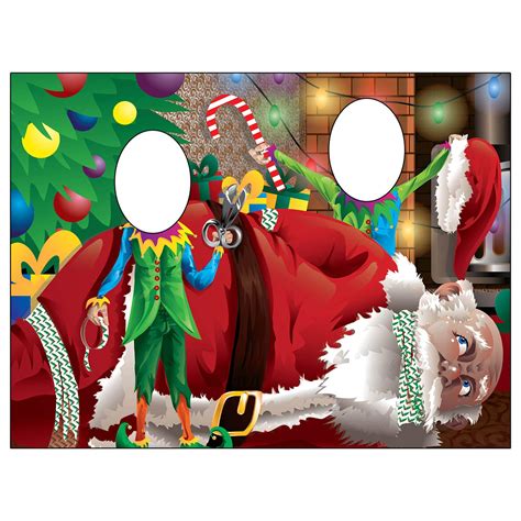 Buy Christmas Naughty Elves Santa Claus Face Cutout Frame Party Selfie Novelty Photo Booth Prop
