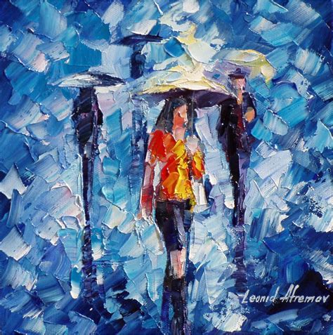Artstation Rain Women — Palette Knife Oil Painting On Canvas By Leonid Afremov