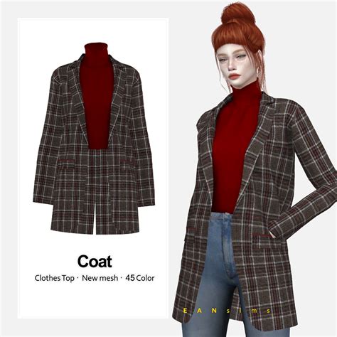 Sims 4 Cc Custom Content Clothing Plaid Coat Ropa De Chicas Ropa