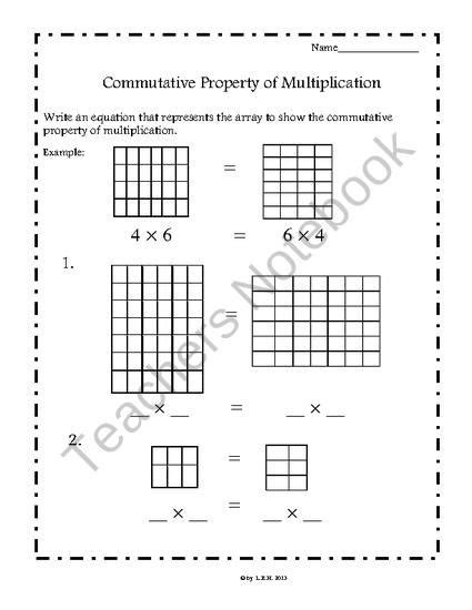 Commutative Property Of Multiplication Worksheet Grade 3