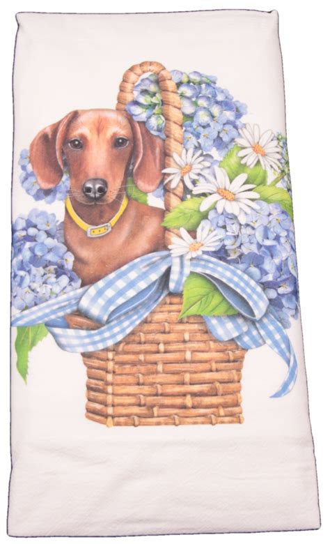 Explore a wide range of placemats, cloth napkins, aprons, oven mitts, potholders and more. Mary Lake-Thompson Doxie Basket Flour Sack Dish Towel