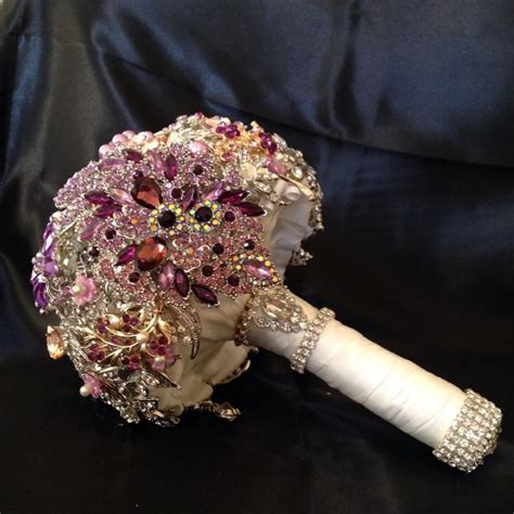 Pink Purple Wedding Brooch Bouquet Deposit On Made To Order Crystal