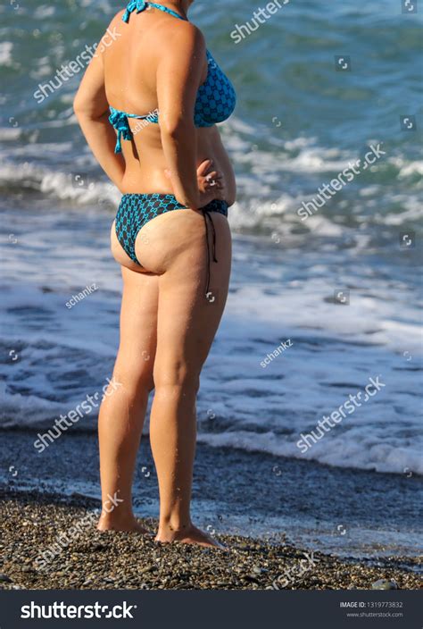 Fat Woman Swimsuit On Sea Beach Stock Photo Shutterstock
