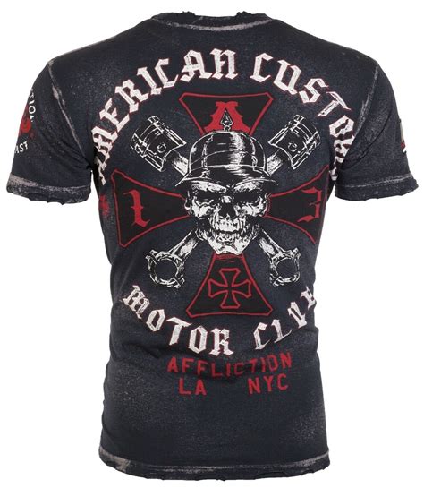 Affliction Mens T Shirt American Customs Iron Skull Regular Etsy Mens Tshirts Biker T