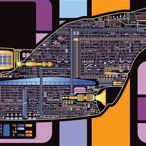 Uss Enterprise Galaxy Class Starship Lcars Print Etsy Star Trek