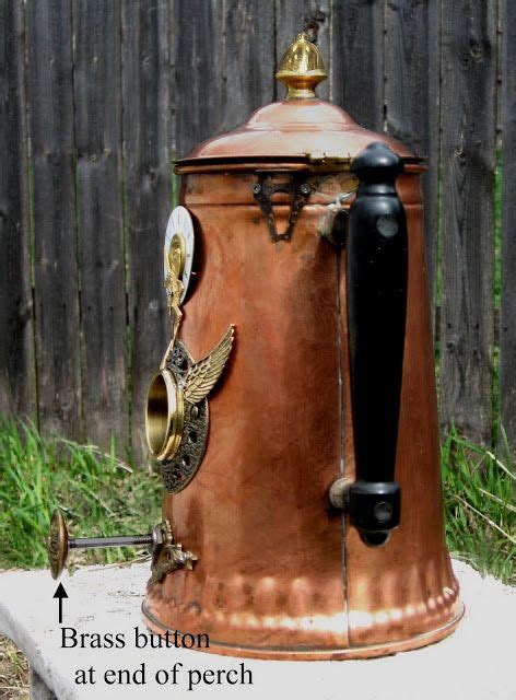 Birdhouse Made From Copper Coffee Potside View See Other Bird