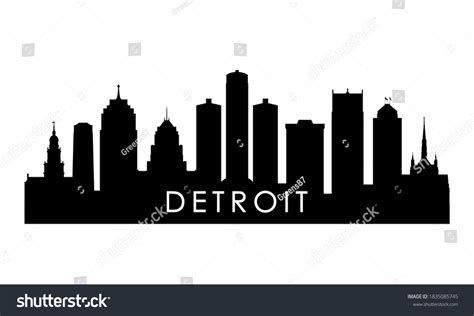 Detroit Skyline Silhouette Black Detroit City Stock Vector Royalty Free 1835085745
