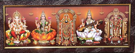 7 Hills Store Hindu God And Goddess Photos With Wooden Frame For Pooja