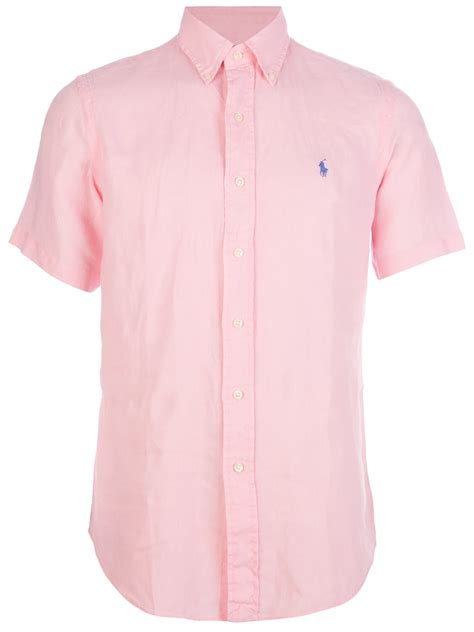 Polo Ralph Lauren Short Sleeve Shirt In Pink For Men Lyst