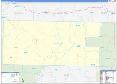 Douglas County Mo Zip Code Wall Map Basic Style By Marketmaps Mapsales