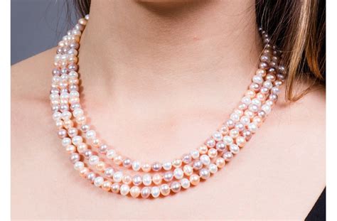 Multi Color Triple Strand Layer Freshwater Pearl Necklace 6 7mm Pearl