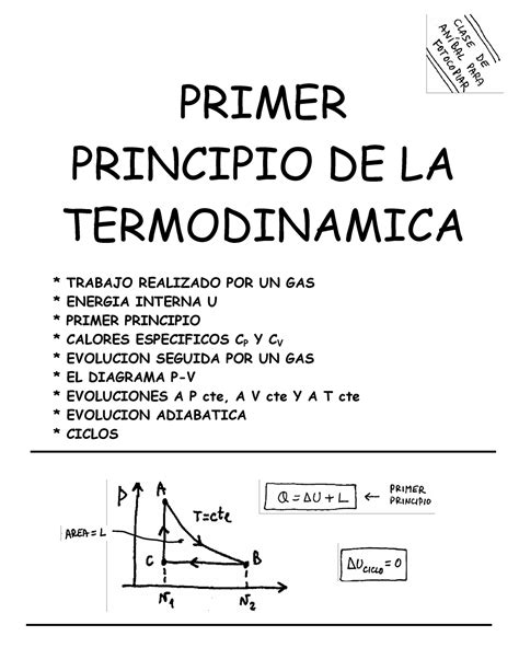 Primer Principio De La Termodinámica Primer Principio De La