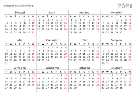 Kalendarz 2021 Do Druku Plik Pdf Oraz Inne Formaty Również Do Edycji