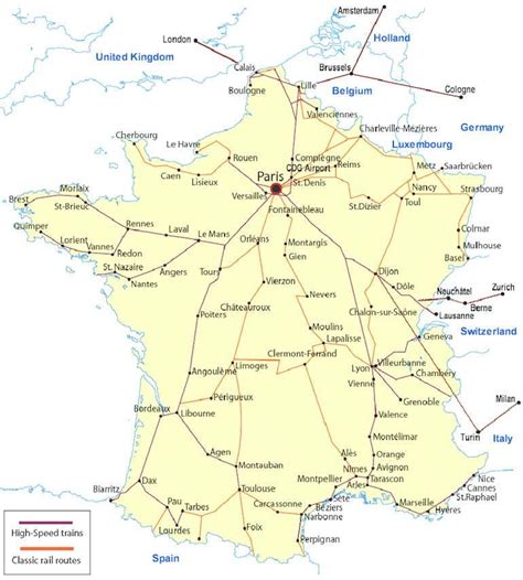 Train Network France France Train France Train Travel France Map