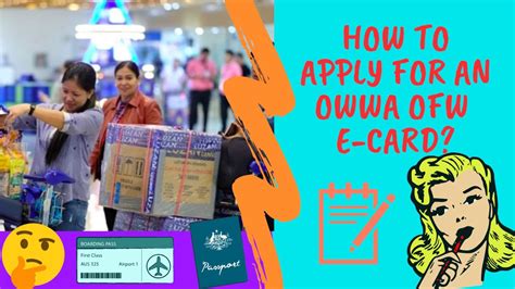 Maybe you would like to learn more about one of these? How to Apply for OWWA OFW eCard - YouTube