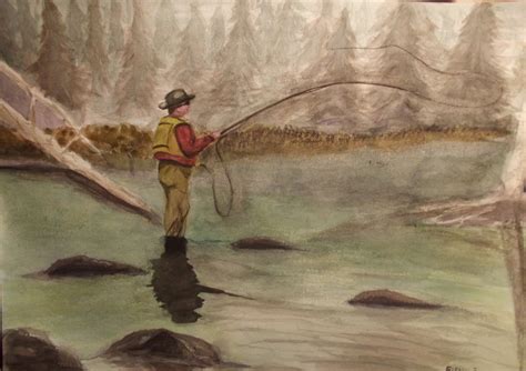 Brian Fly Fishing Watercolor Paintings Painting Art