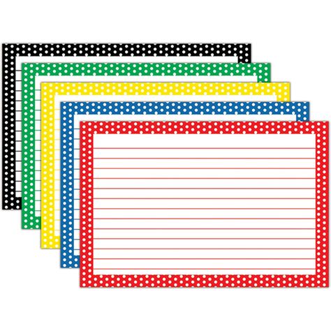 This item ships free *. Border Index Cards, 4" x 6" Lined, Polka Dot, 75ct - TOP3669 | Top Notch Teacher Products ...