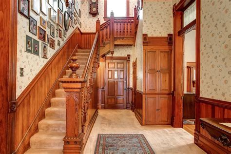 Lovely Traditional Wood Staircase In Victorian Era Home Interior View