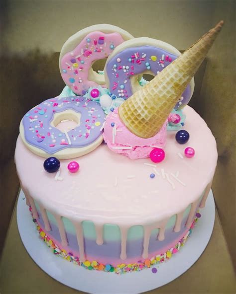 Drip Cake Ice Cream Cone Cake Donut Cake Sweets Cake Girl