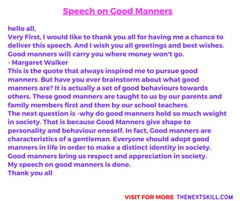 Speech On Good Manners 1 3 Minutes