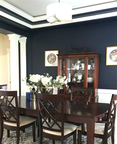 Dark And Moody Navy Blue Dining Room Reveal Rachel Teodoro