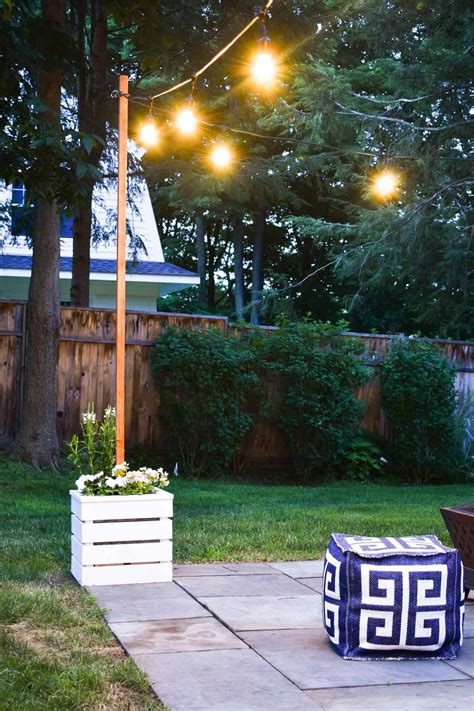 Diy String Light Pole Stand Diy Outdoor String Light Pole Stand