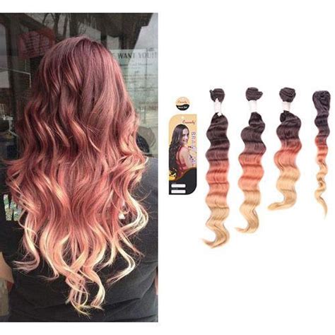 4 Bundles Ombre Dye Natural Black To Rose Gold Full Head Weft Hair