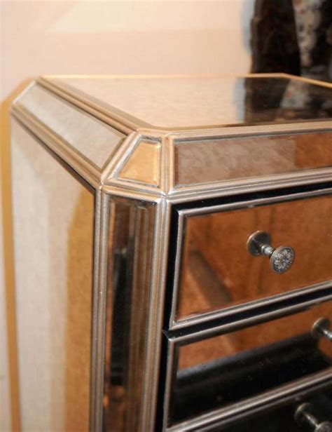 Antique coye furniture company oak chest of drawers dresser with crest carved scroll top mirror and key lock drawers. Mirrored Chest of Drawers Tall Boy Commode