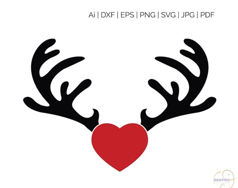 Valentine Deer Svg Eps Vector Clipart Digital Silhouette And Etsy