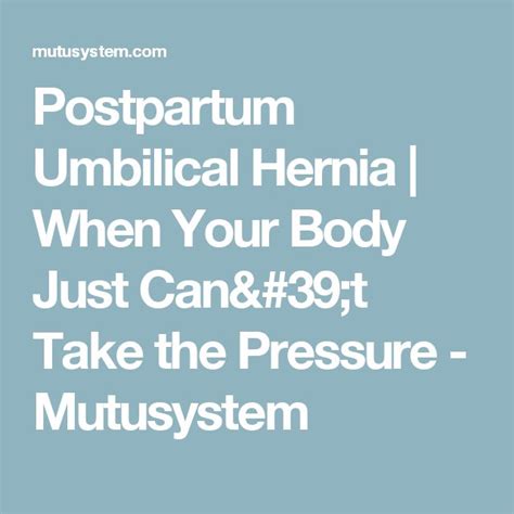 Postpartum Umbilical Hernia Umbilical Hernia Postpartum Pelvic
