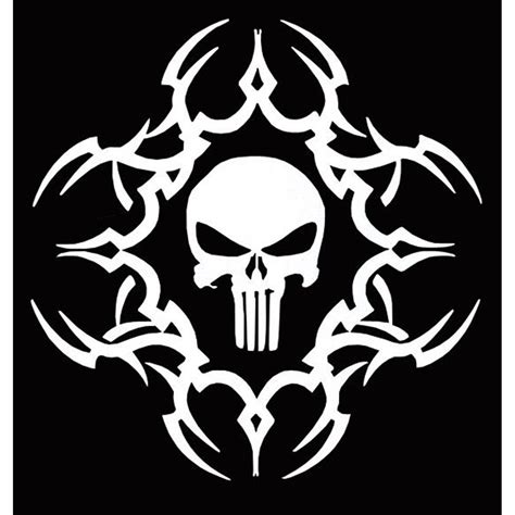 Punisher White Tribal Skull Sticker