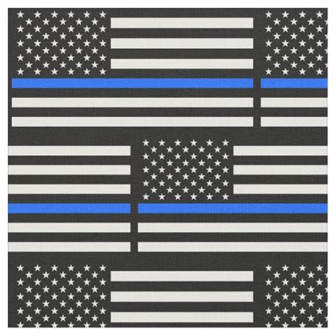 Support Police Officers Thin Blue Line Fabric Zazzle