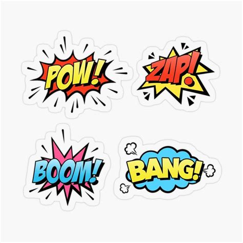 Comic Strip Text Comic Book Retro Pow Zap Boom Bang Sticker For Sale