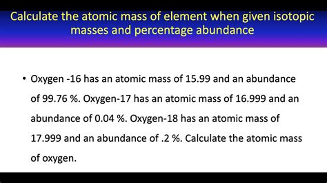 How To Calculate The Atomic Mass Of An Element When Give The Atomic