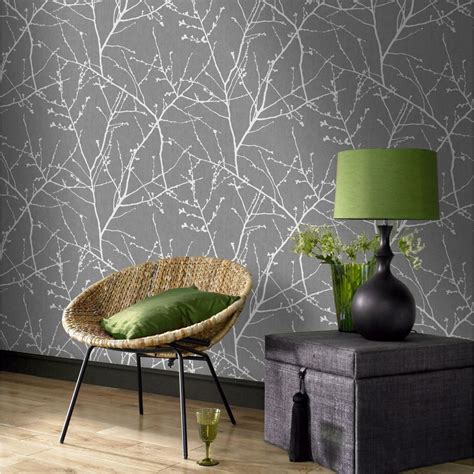Graham And Brown 33 272 Innocence Charcoalsilver Wallpaper 55 Sq Ft
