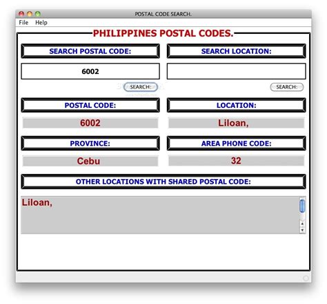 Philippines Postal Codes Mac 10 Download