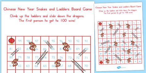 Chinese New Year Themed Snake Ladder Board Game 1 100 Australia