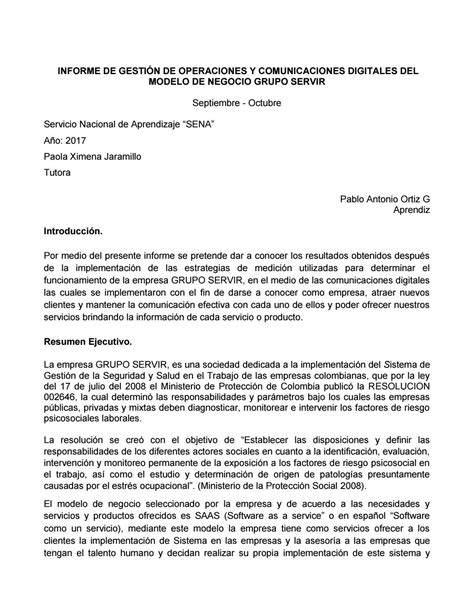 Informe De Gestión De Operaciones Y Comunicaciones Digitales11 By Pablo