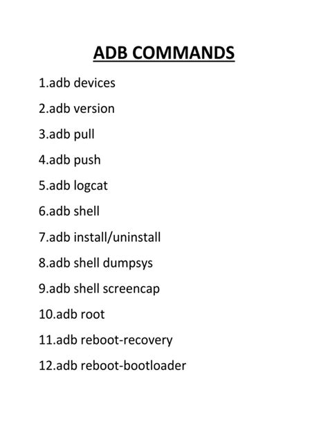 Adb Commands List Pdf