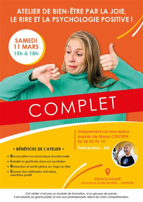 Atelier De Bien être Par Le Rire Et La Psychologie Positive Cest Déjà Complet Maya Cristien