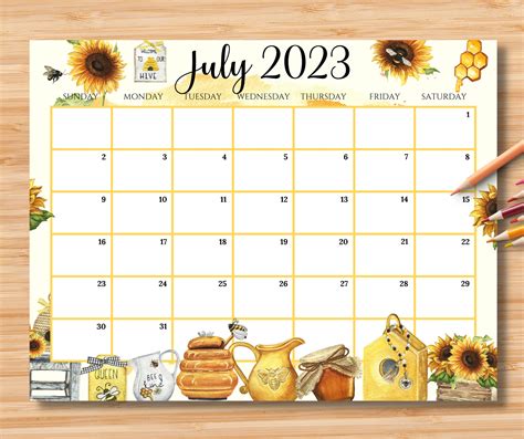 Editable July 2023 Calendar 4th July Independence Day Etsy Australia