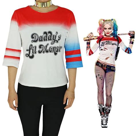 O Neck Harley Quinn Daddy S Lil Monster T Shirt Harley Quinn Cosplay Costume Women Tee
