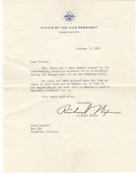 Lot U S A Richard Nixon Autopen Form Letter Dated October 3 1960 With Envelope