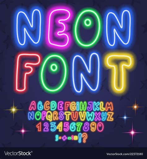 Colored Neon Letters Numbers Font Alphabet Vector Image